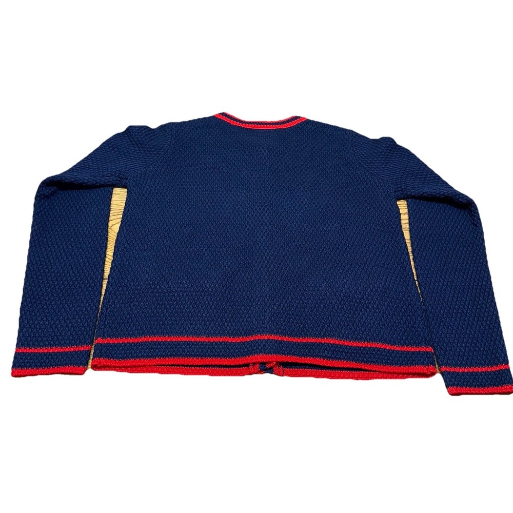 St. John's Bay Navy Blue Red Button Up Nautical Cardigan Knit Sweater Women's XS - Picture 5 of 9